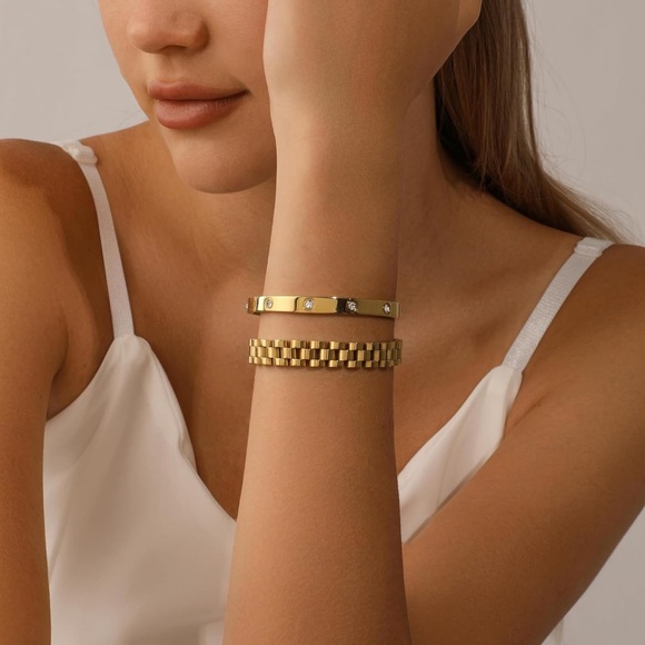 Anthropologie Gold Crystal Bracelet Duo Set - Picture 6 of 7